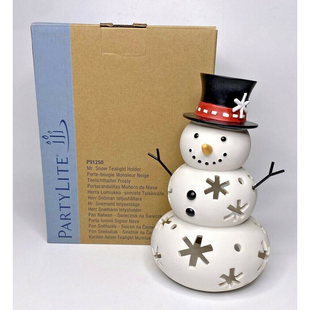 PartyLite Mr. Snow Tealight Holder Rare Retired NIB P29A/P91250